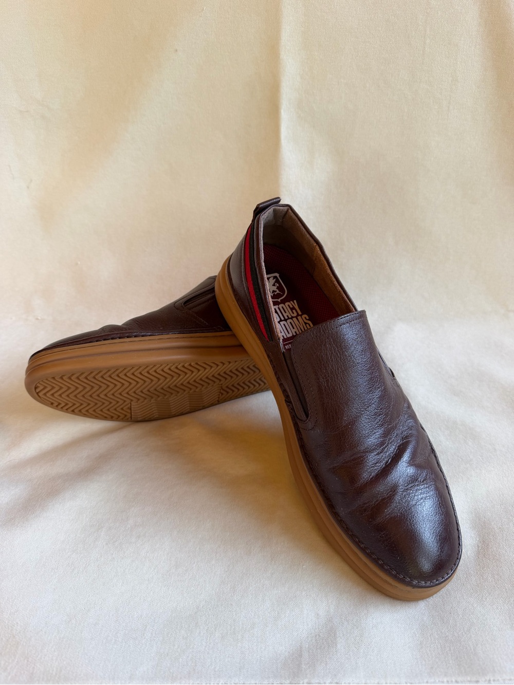 Stacy Adams Brown Leather Slip-On Loafers with Tan Sole Redzone